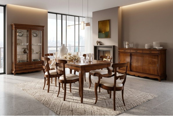 Meubel inrichtingsgroep tafel + 6 stoel set 7-delig. Eettafel set eetkamer.
