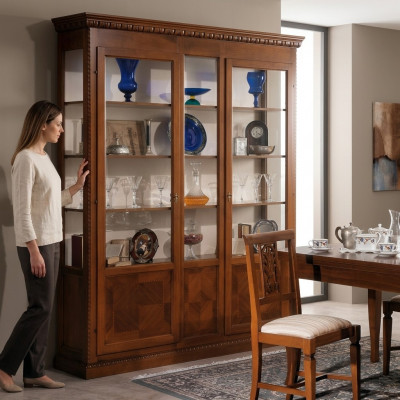 Vitrine woonkamer meubels dressoir massief hout vitrines glazen kast echt hout