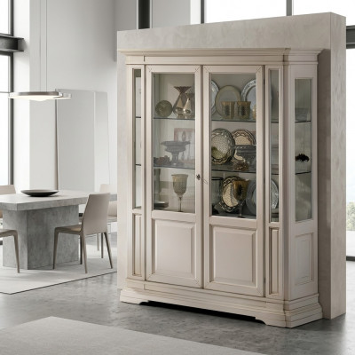 Woonkamer meubels dressoir Massief houten vitrines Glazen kast Massief houten vitrine
