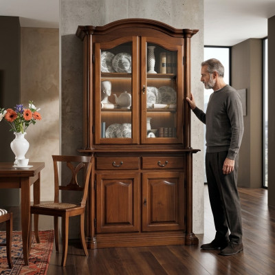 Houten vitrines glazen kast massief houten dressoir vitrine woonkamer meubilair massief