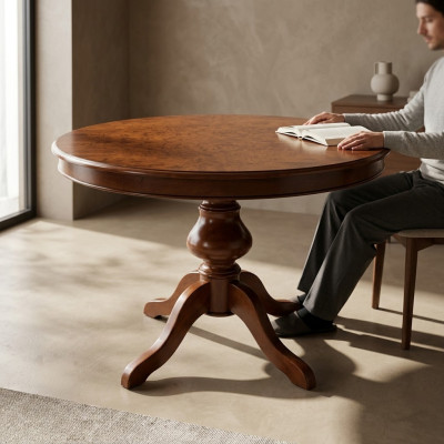 Eetkamertafels Ronde meubels Eettafel Luxe Ronde tafel Massief hout Italië Nieuw