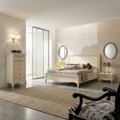 Ontwerp Klassieke Luxe Beddengroep Houten Bed Nachtkastje 4-delige Slaapkamerset