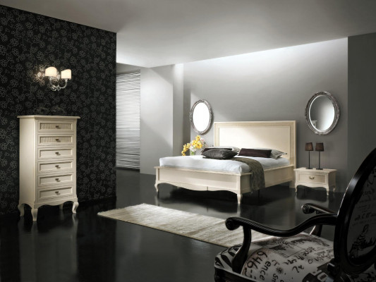 Ontwerp Klassieke Luxe Beddengroep Houten Bed Nachtkastje 4-delige Slaapkamerset