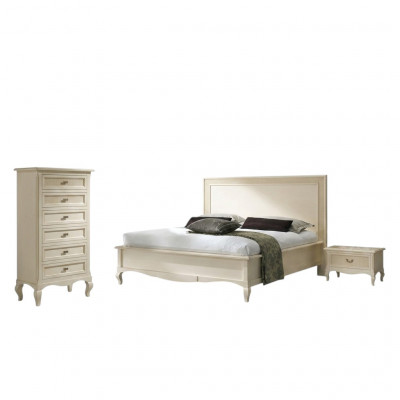 Ontwerp Klassieke Luxe Beddengroep Houten Bed Nachtkastje 4-delige Slaapkamerset