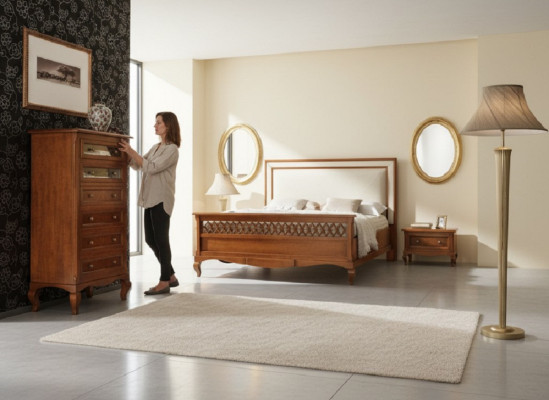 Ontwerp Klassieke Luxe Meubels Moderne Bed 2x Nachtkastje 4 delige Slaapkamer Set