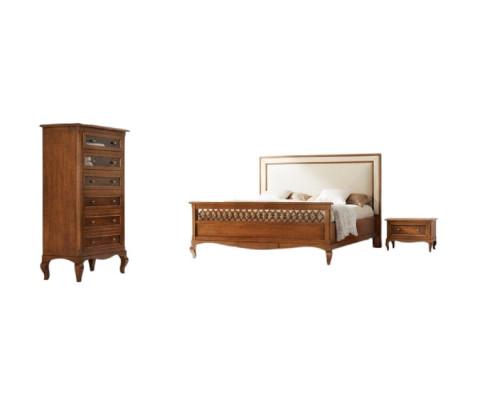 Ontwerp Klassieke Luxe Meubels Moderne Bed 2x Nachtkastje 4 delige Slaapkamer Set