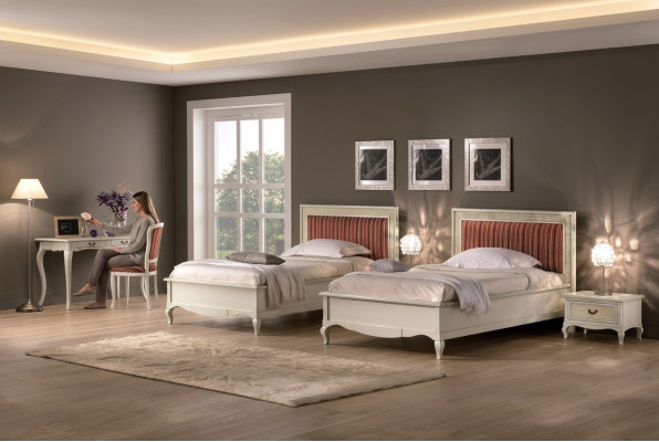 Ontwerp slaapkamer 6-delige slaapkamer complete set bed nachtkastje secretaire hout