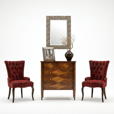 Set commode spiegel commodes hout art deco luxe design woonkamerset 4-delig