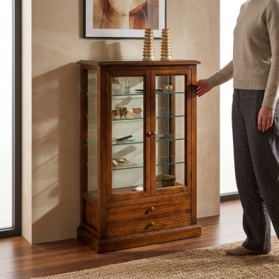 Woonkamermeubels Massief Houten Vitrines Glazen Kast Eiken Sideboard Vitrine