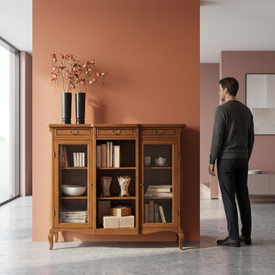 Boekenkast Dressoir Klassieke meubels Planken Hout Woonkamer Vitrinekast