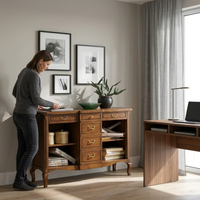 Klassieke kast Massief houten meubels Italiaanse inrichting Sideboard Ladenkast