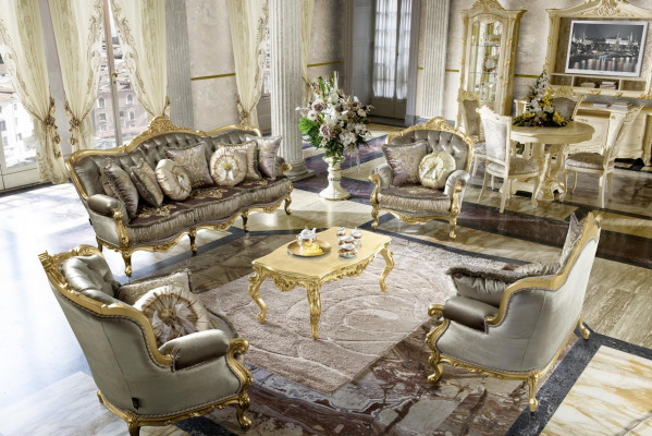 Meubelset garnituur eettafel 4 stoelen luxe eetkamer meubelgroep Italië 5-delig