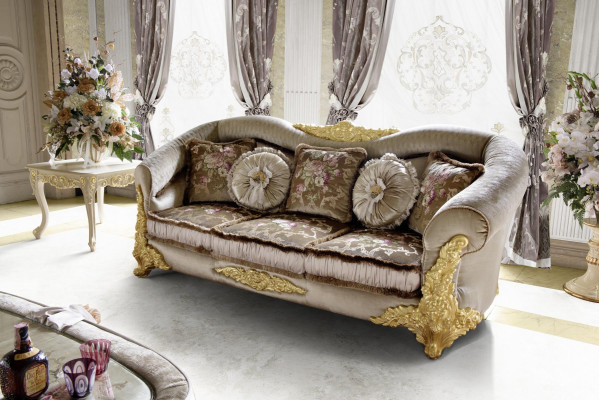 Sofa bekleding 3 2 1 zits barok houten 3-delige luxe meubelset klassiek bankstel