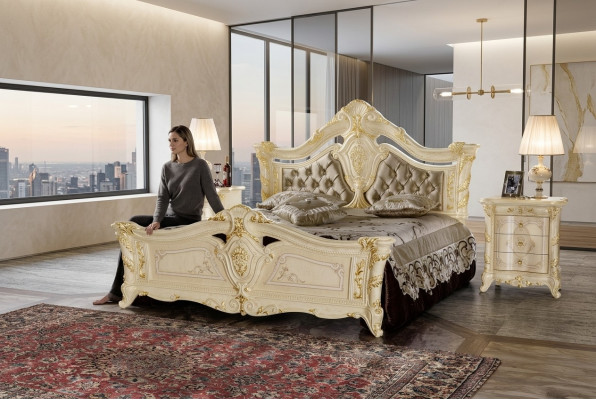 Ontwerpmeubelen Moderne bed 2x nachtkastje 3-delige slaapkamerset Luxe