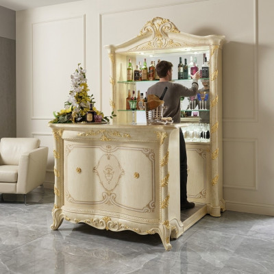 Bartafel statafel toonbank balie bar huisbar antiek stijl barok barkruk barteller