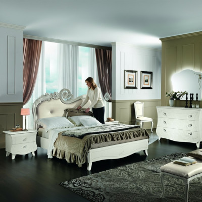 Klassiek bed Luxe bedden Chesterfield meubels Slaapkamer Barok Hotel Stof.
