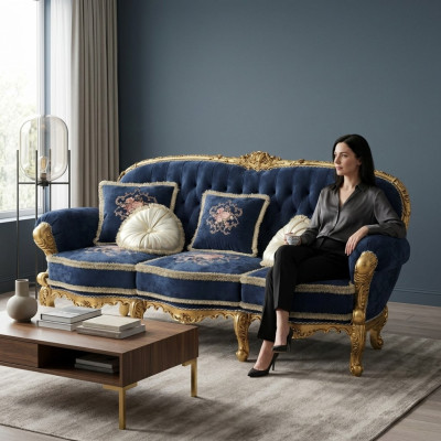 Chesterfield Klassieke Driepersoons Bankstel Woonkamer Textiel Banken 3-Zits Nieuw