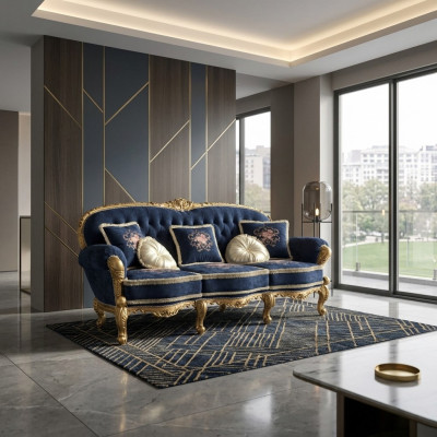 Chesterfield Klassieke Driepersoons Bankstel Woonkamer Textiel Banken 3-Zits Nieuw