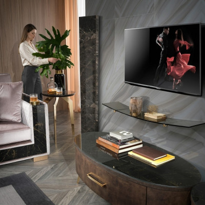 Moderne woonmuur woonkamer wandplank dressoir RTV-rek muurkast 2-delig.