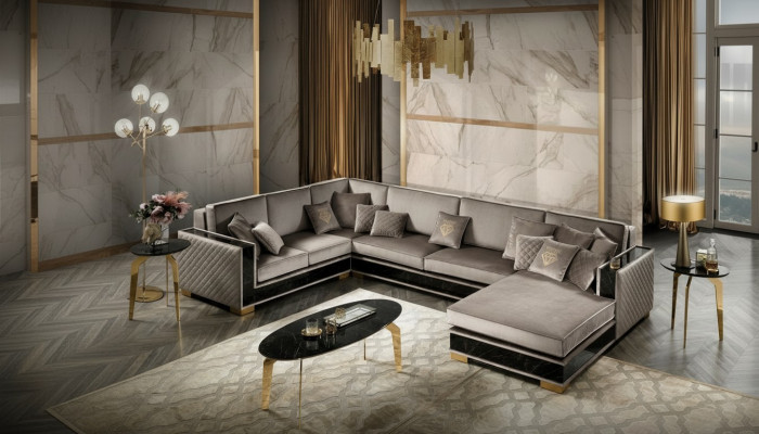Woonlandschap hoekbank U-vorm bank Zitbank gestoffeerde bank Sofa's Meubels Bank Italië.