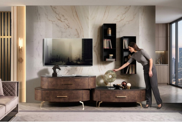 Ontwerp woonwand dressoir tv-meubel dressoir 4-dlg. Set wandplank Nieuw