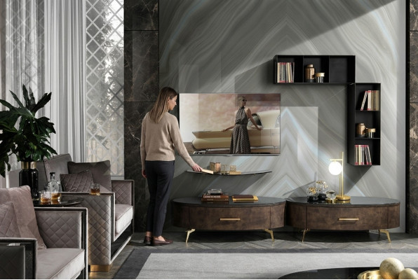 Woonkamer boekenkast set van 4. Design woonkamerkast RTV-zijlaag bord.