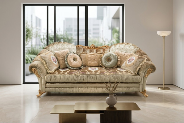 Barok Rococo 3-zits bank Stoffen bank Luxe design Italiaanse meubels