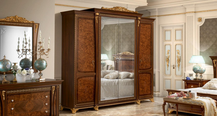 Barok Rococo Luxe Set Beddensets Nachtkastje Kledingkast 7-delig Slaapkamer