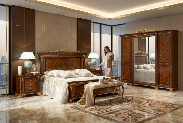 Luxe groep set Nieuw bed 2x nachtkastje 3-delige slaapkamer set