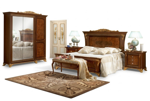 Slaapkamer barok rococo houten meubels bed gestoffeerde luxe tweepersoonsbedden