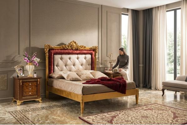Bed 2x Nachtkastje Slaapkamer Set Designer Luxe Bedden Hotel Compleet 3-delig.