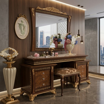 Kaptafel met spiegelconsole commode slaapkamer krukje compleet
