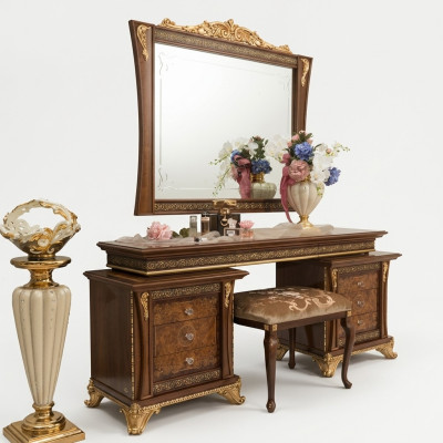 Kaptafel met spiegelconsole commode slaapkamer krukje compleet