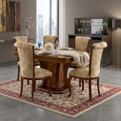 Stoel Hout Bruin Italiaanse meubels Bekleding Woonkamer Lui Stoelen Luxe Fauteuil
