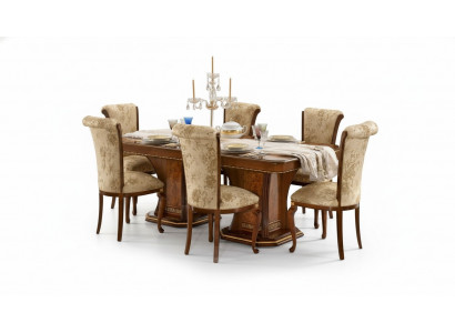 Eetkamerset met stoelen 6x, eetgroep in antieke stijl, tafel 7-delig, nieuw