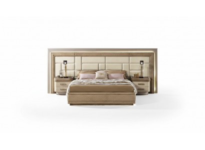 Slaapkamermeubilair Bed Massief Beige Italiaanse meubelen Hout Tweepersoonsbed