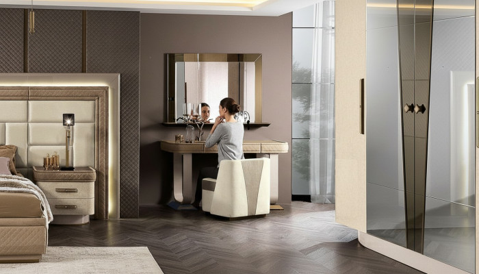 Make-uptafel Slaapkamer Kruk set Ladenkast Tafel Console Spiegel