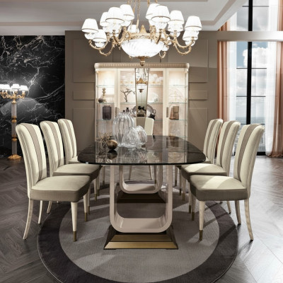 Tafel Eettafel Hout Eetkamer Set 6x Stoelen Stoel Leuning Groep Italië