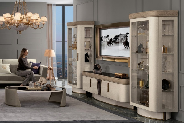 Wandmeubele Set 4-delig. Woonkamer rtv vitrine rek Moderne set groep hout tv