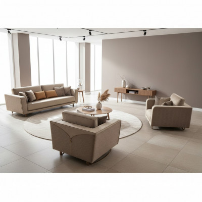 Sofaset 3-zits Set Design Bank Bekleding Banken Leder Italiaanse meubels