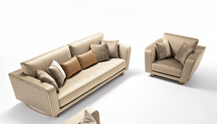 Sofaset 3+1 zitter set Ontwerpbanken bekleden banken leer Relax Modern nieuw