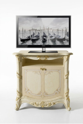 TV-meubel RTV woonkamer design rek Beige houten planken Lowboard Italië nieuw