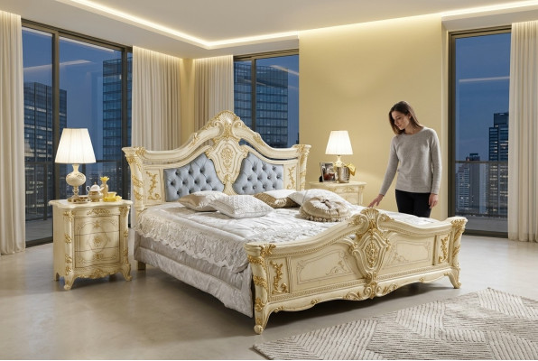 Bedden Chesterfield Meubels Leder Slaapkamer Hotel Barok Klassiek Bed Luxe