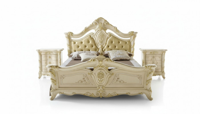 Klassiek bed Luxe Chesterfield hout Slaapkamer Hotel Barokmeubels Bedden
