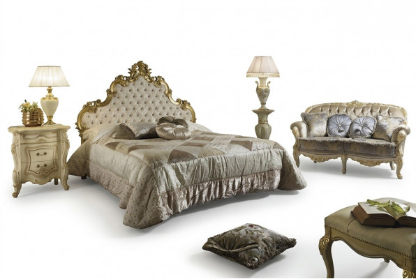 Bed 2x Bedside table 3-piece bedroom set Designer hotel bedding set New