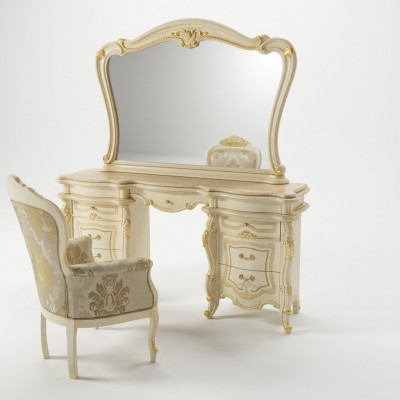Kaptafel + Stoel Kaptafel Cosmetische Tafel Spiegel Ladenkastjes Tafels 3-delig