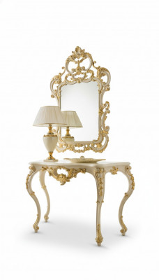 Klassieke spiegel kaptafel console tafel goud hout slaapkamer meubels 2-delig