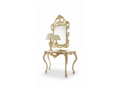 Klassieke spiegel kaptafel console tafel goud hout slaapkamer meubels 2-delig