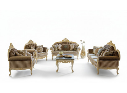 Compleet set bankstel 3 2 1 zits + salontafel design bank 4-delige set stoffen bankstel