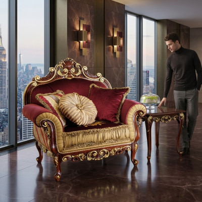 Fauteuil Ontwerp Bank Bank Ontspannen Stof Lounge Club Zitplaatsen Luxe Turkoois Barok Nieuw